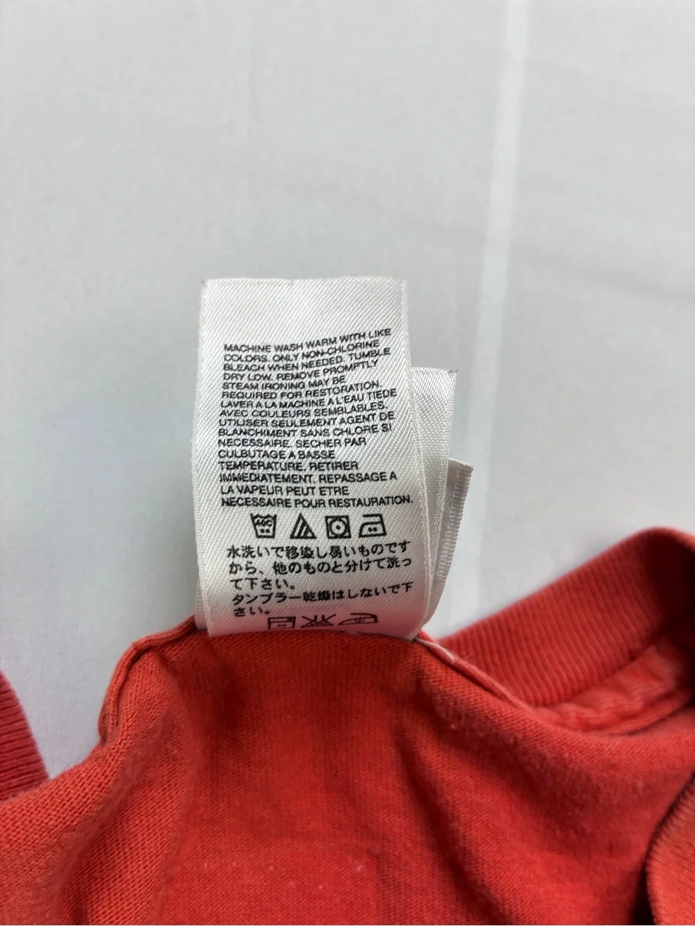 The North Face Red/Orange Short Sleeve Tee with Chest Stripe Graphic
